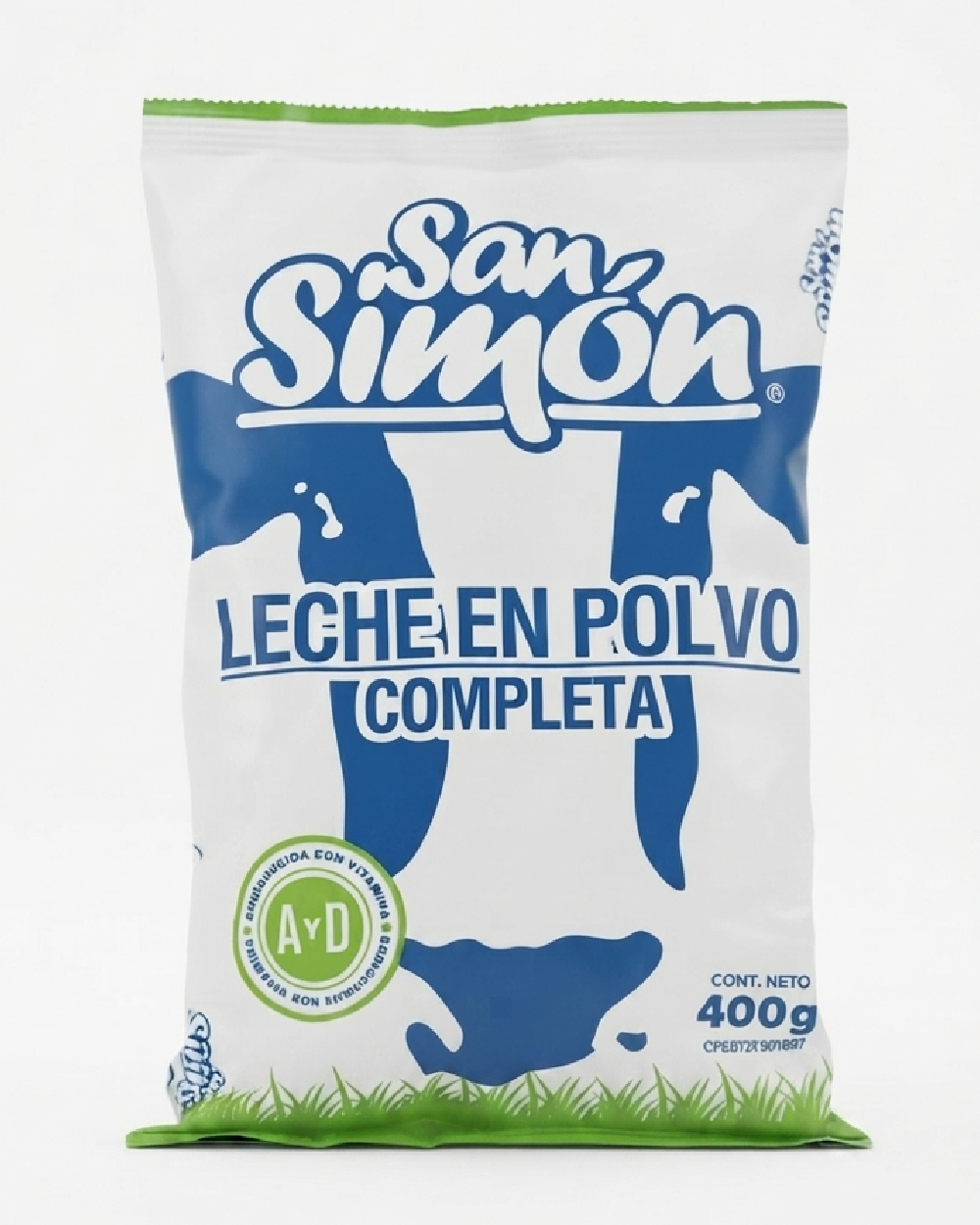 Leche en Polvo Completa San Simón, empaque de 400 g