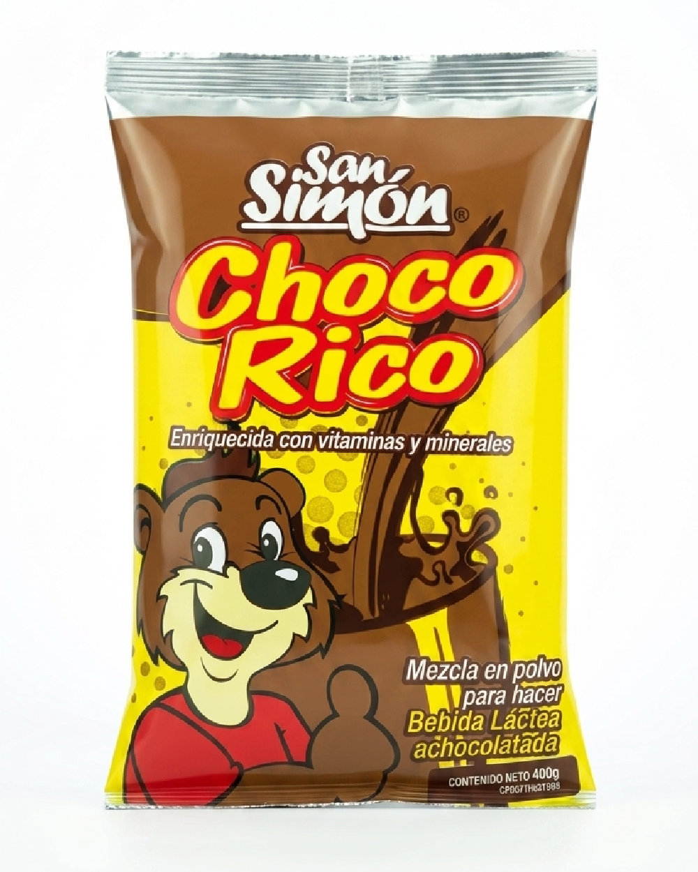 Choco Rico San Simón, mezcla en polvo para bebida láctea achocolatada, empaque de 400 g