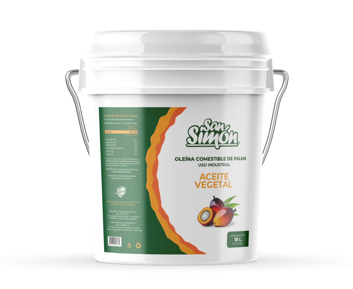 Aceite Vegetal Comestible San Simón, presentación de 18 litros